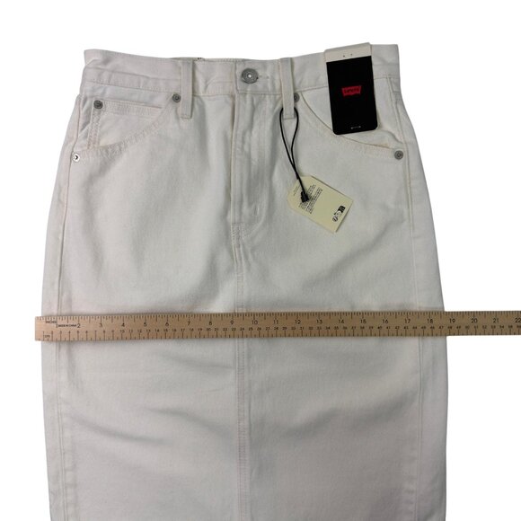 Levi’s Premium White Denim Midi Skirt W27 (Women’s 4) High Rise NWT - Picture 11 of 16
